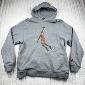 Nike Air Jordan Essentials Stitched Gray Fleece Hoodie Jumpman Holiday Men's XL
